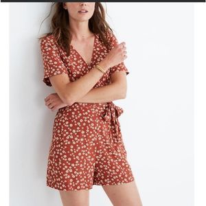 MADEWELL Wrap Top Floral Printed Romper
in Terracotta